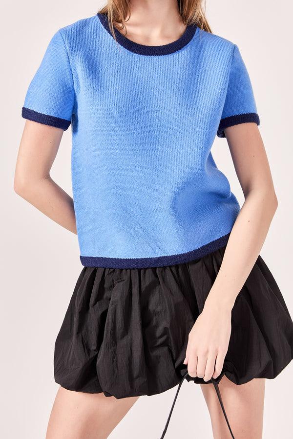 English Factory Joan Colorblock Sweater Top BLUE MULTI
