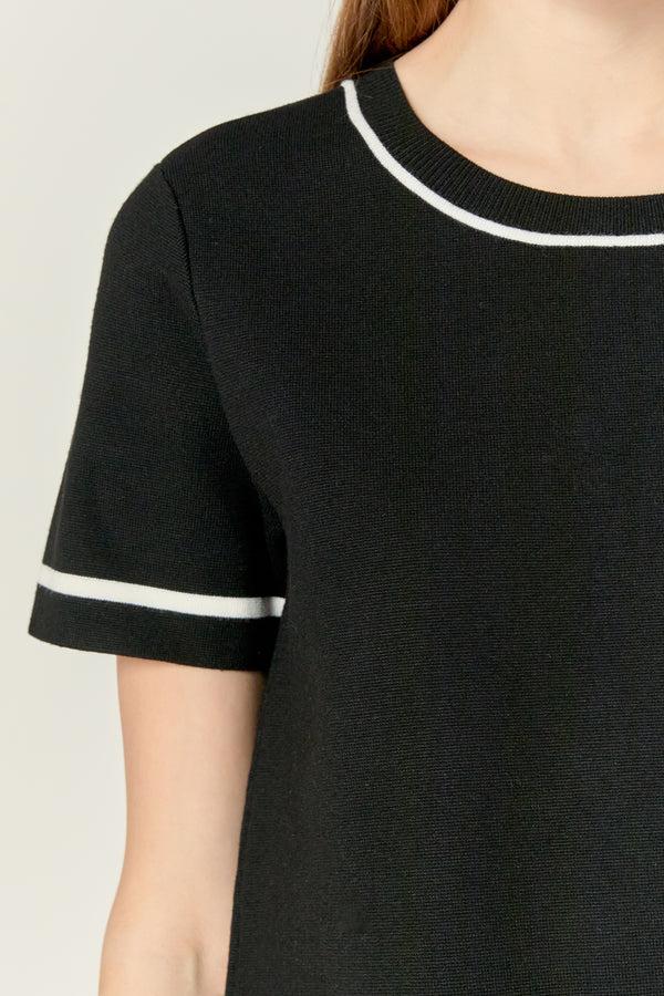 English Factory Knit Contrast Mini Dress BLACK/WHITE