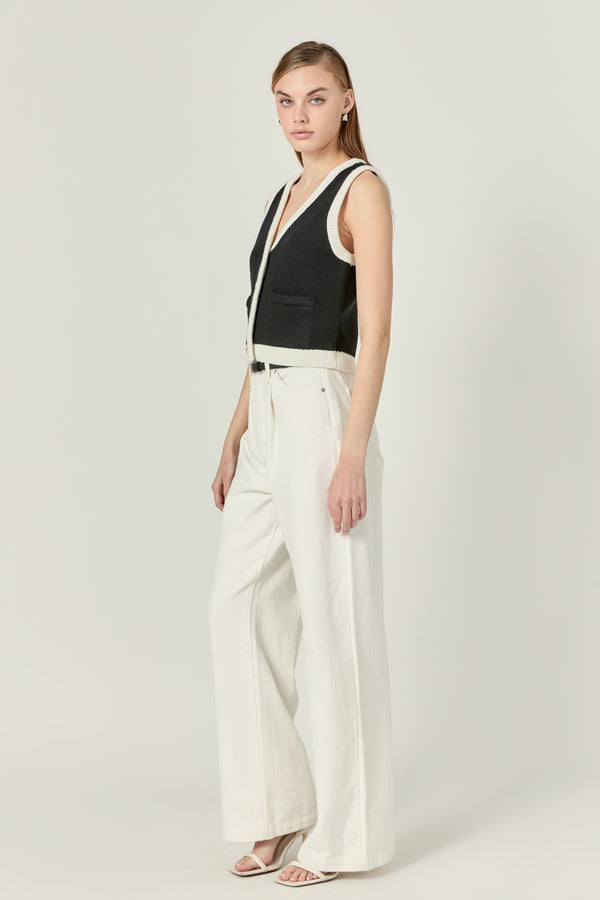English Factory Linda Black And White Knit Vest BLACK/WHITE