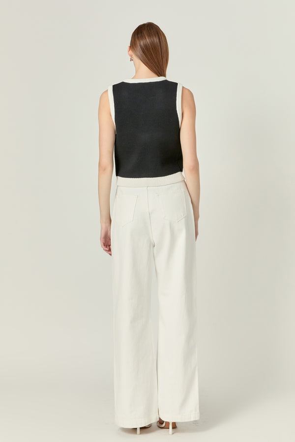 English Factory Linda Black And White Knit Vest BLACK/WHITE