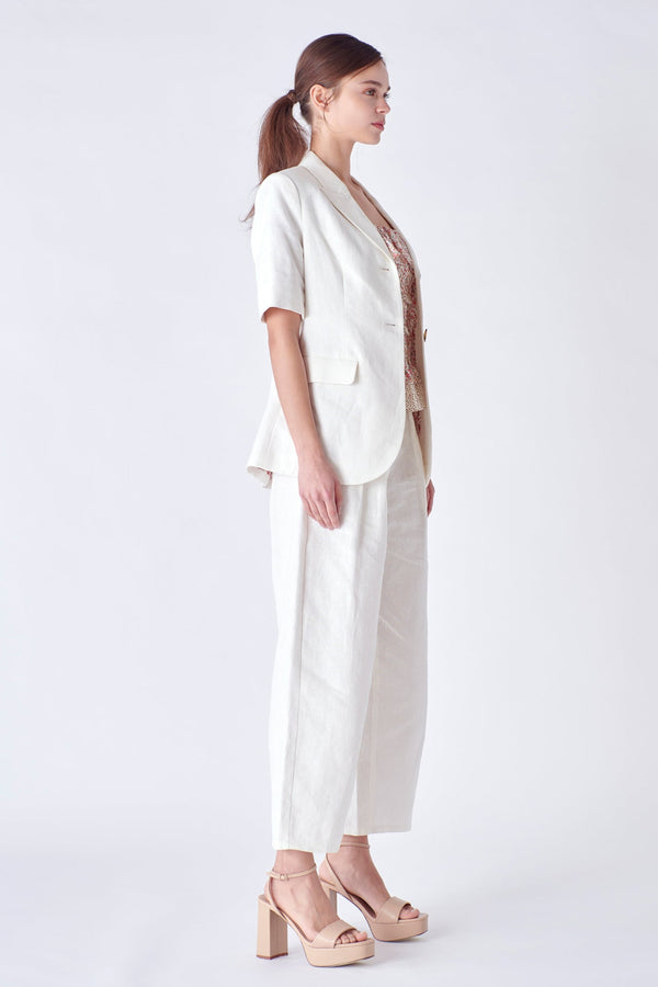 English Factory Linen Short Sleeve Blazer OFF WHITE