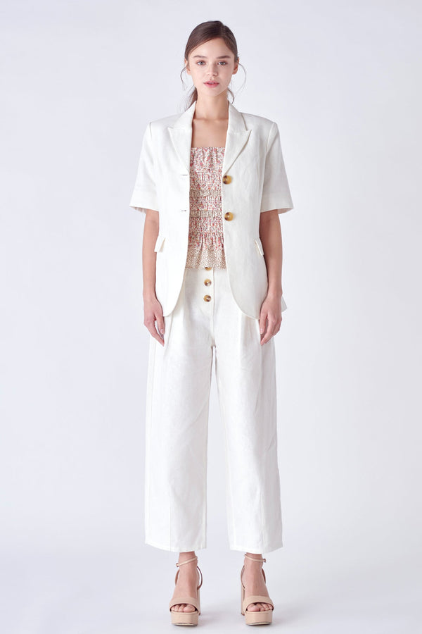 english factory Linen Short Sleeve Blazer OFF WHITE