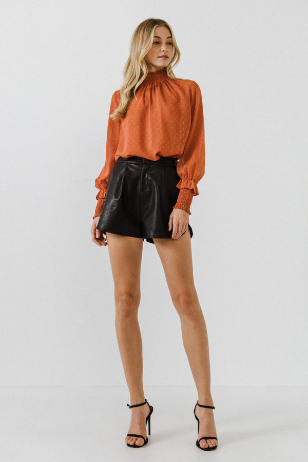 english factory Long Sleeve Woven Top - Sale TERRACOTTA