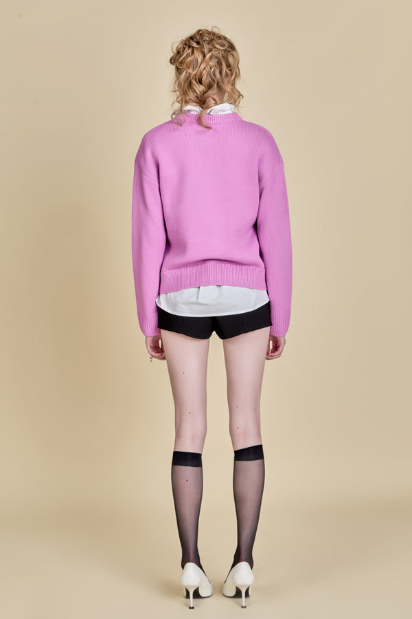 English Factory Lucky Glitter Lettering Sweater PINK