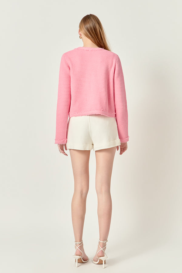 English Factory Lucy Fringe Detailed Knit Cardigan LIGHT PINK