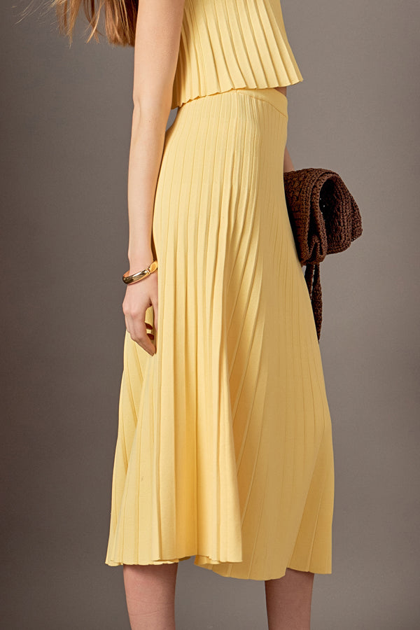 English Factory Madison Pleated A-Line Skirt BUTTER YELLOW