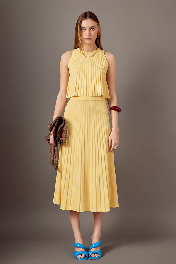 English Factory Madison Pleated A-Line Skirt BUTTER YELLOW