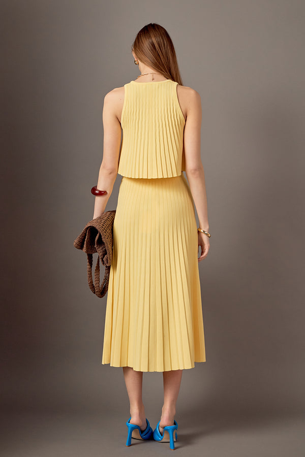 English Factory Madison Pleated A-Line Skirt BUTTER YELLOW