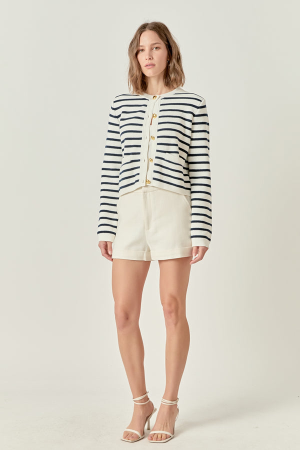 English Factory Margot Stripe Cardigan OFF WHITE/NAVY