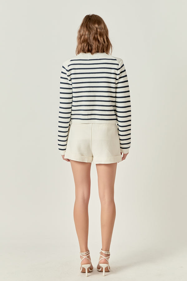 English Factory Margot Stripe Cardigan OFF WHITE/NAVY