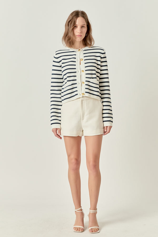 english factory Margot Stripe Cardigan OFF WHITE/NAVY