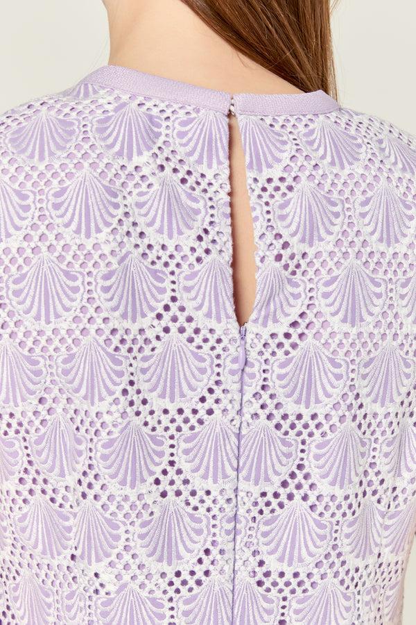 English Factory Marina Crochet Lace Mini Dress OFF WHITE/LILAC