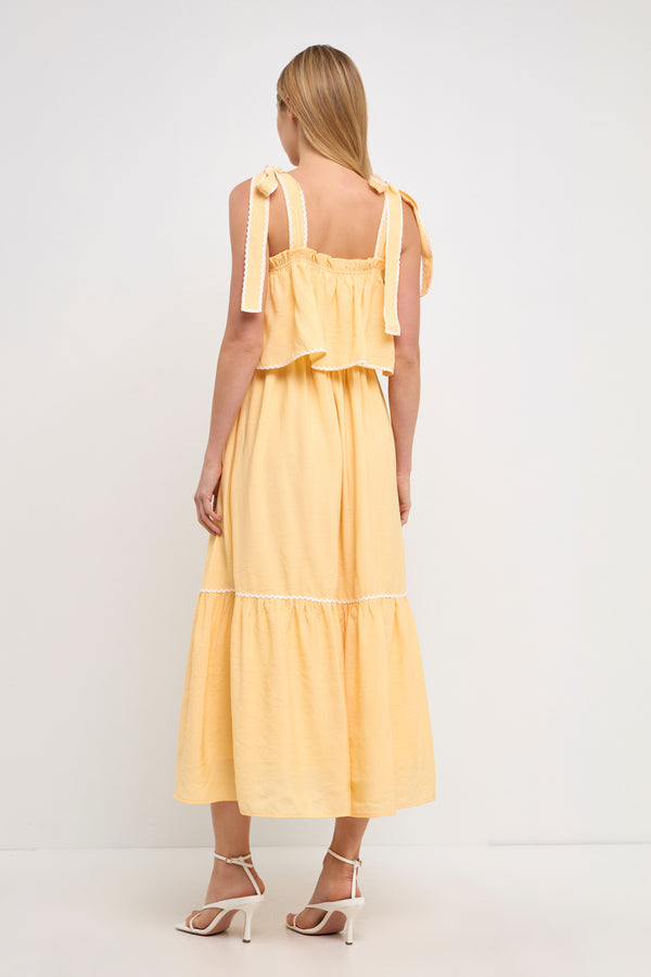 English Factory Midi Dress With Tied Shoulder Strap YELLOW