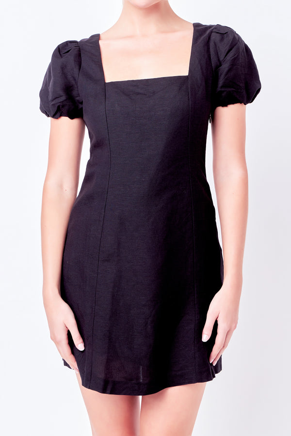 English Factory Mini Dress With Strappy Back Detail BLACK