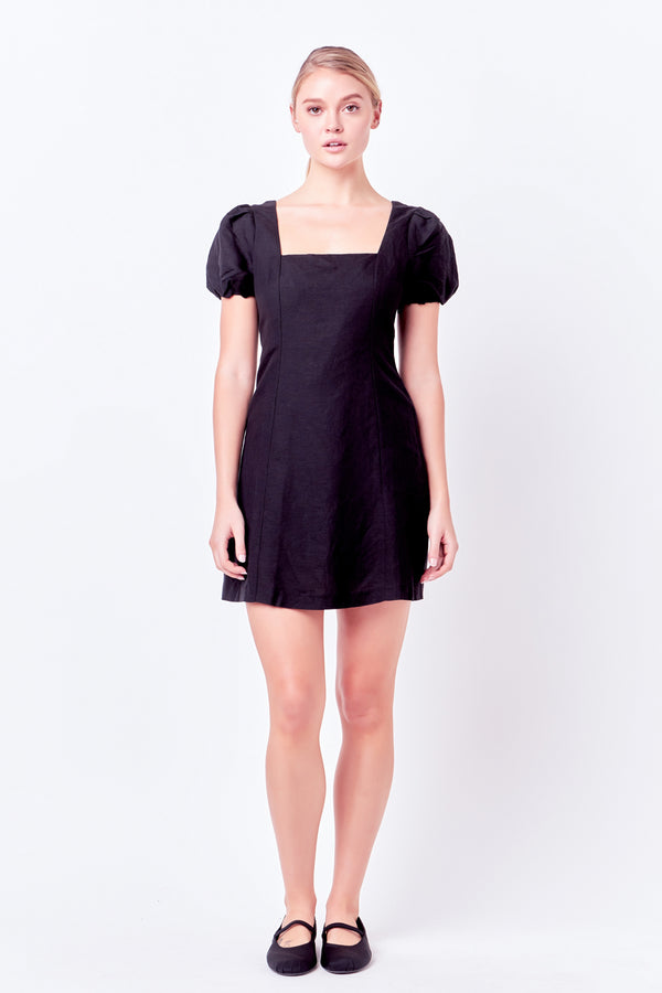 english factory Mini Dress with Strappy Back Detail BLACK