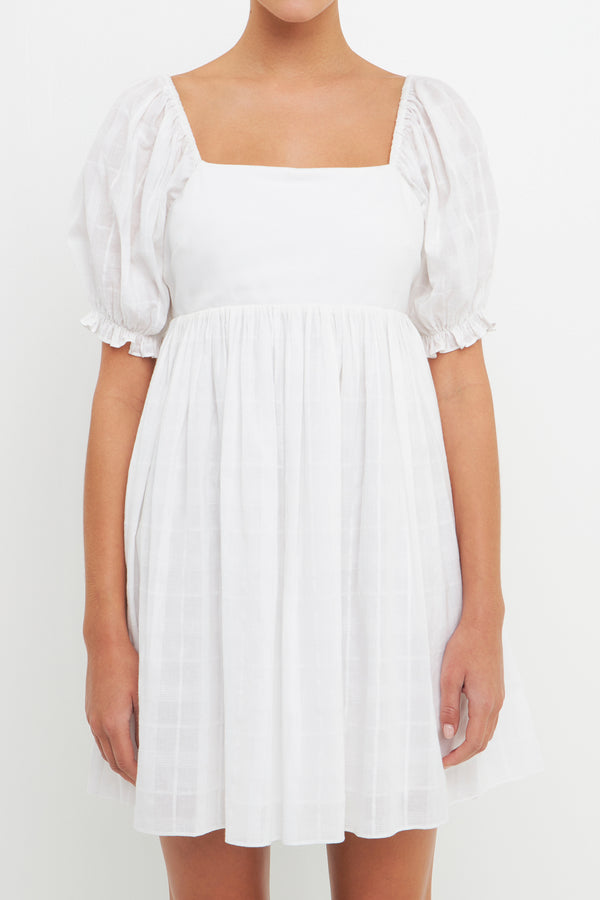 English Factory Mix Media Square Neck Mini Dress WHITE