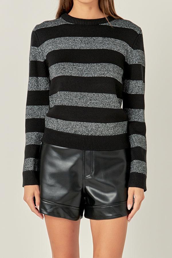 English Factory Mixed Lurex Stripe Knit Top BLACK MULTI