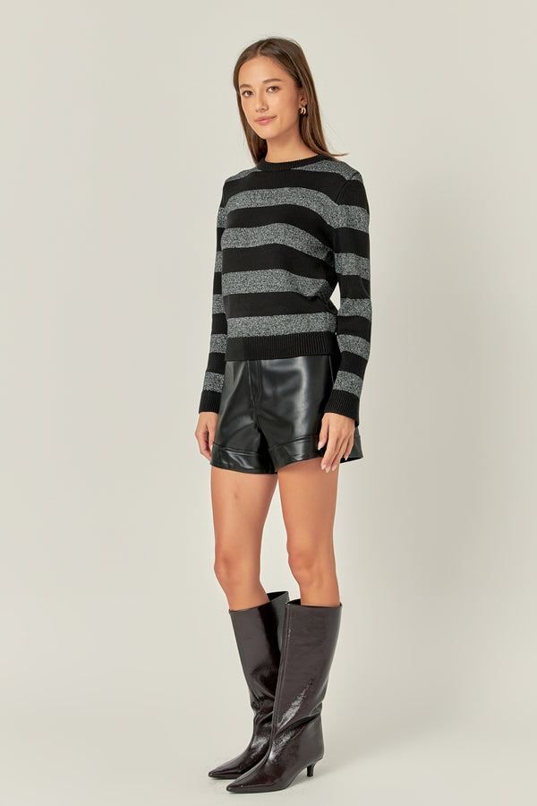 English Factory Mixed Lurex Stripe Knit Top BLACK MULTI