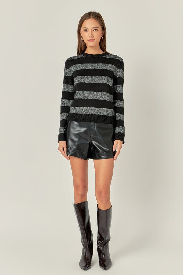 english factory Mixed Lurex Stripe Knit Top BLACK MULTI