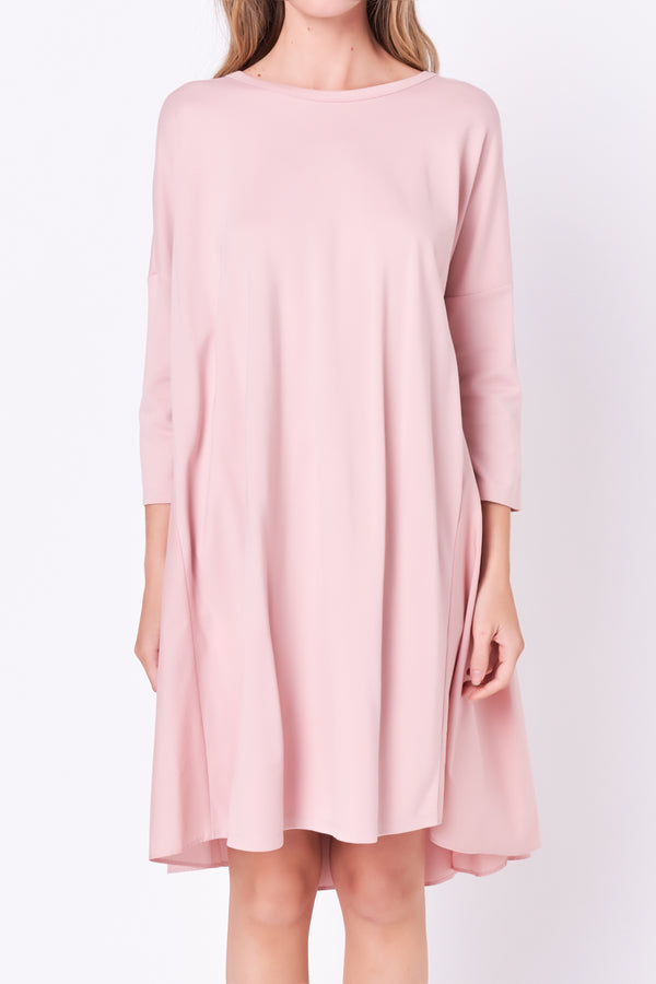 English Factory Mixed Media High & Low Mini Dress DUSTY PINK