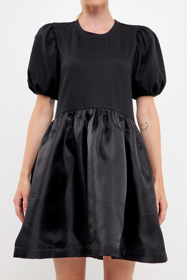 English Factory Mixed Media Organza Mini Dress BLACK