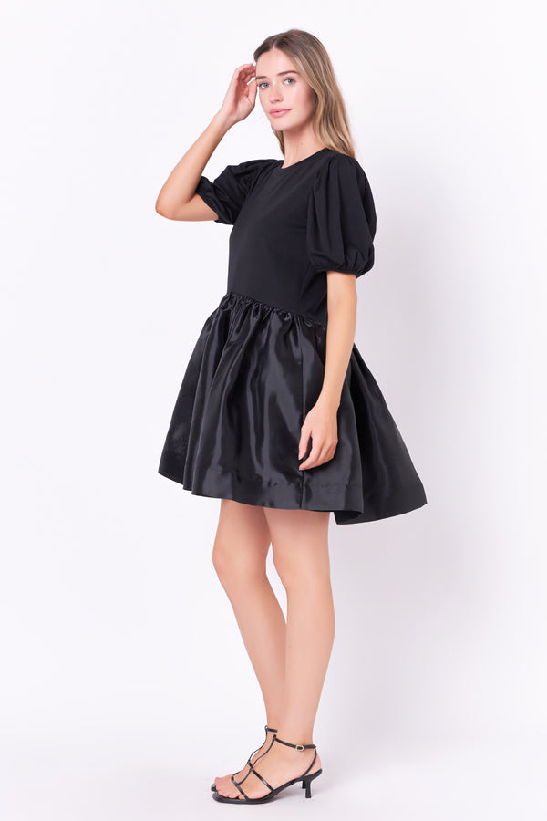English Factory Mixed Media Organza Mini Dress BLACK