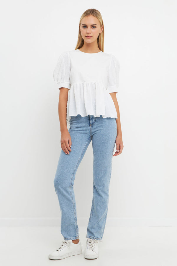 english factory Mixed Media Swiss Dot High Low Top WHITE