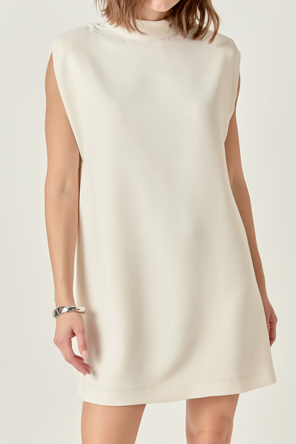 English Factory Mock Neck Sleeveless Shift Dress OFF WHITE