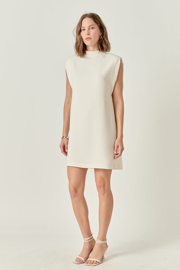 English Factory Mock Neck Sleeveless Shift Dress OFF WHITE