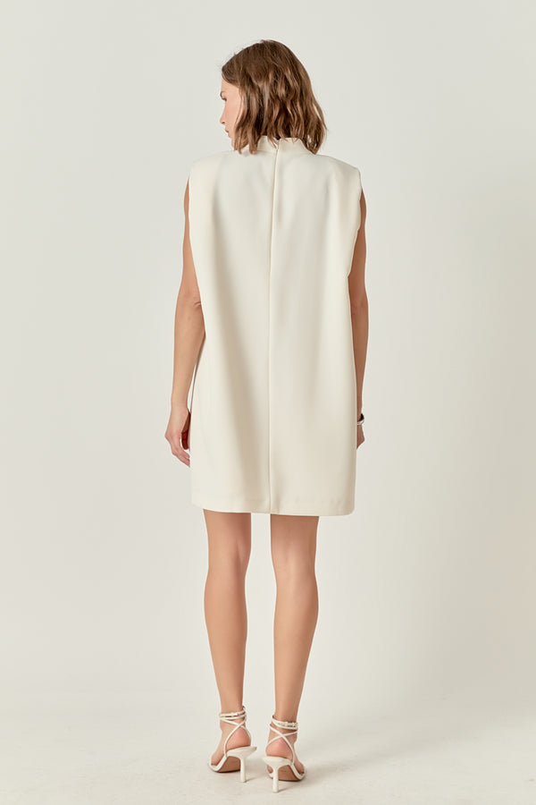 English Factory Mock Neck Sleeveless Shift Dress OFF WHITE