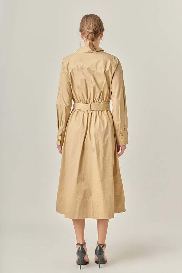English Factory Modern Classic Tie-Waist Dress BEIGE