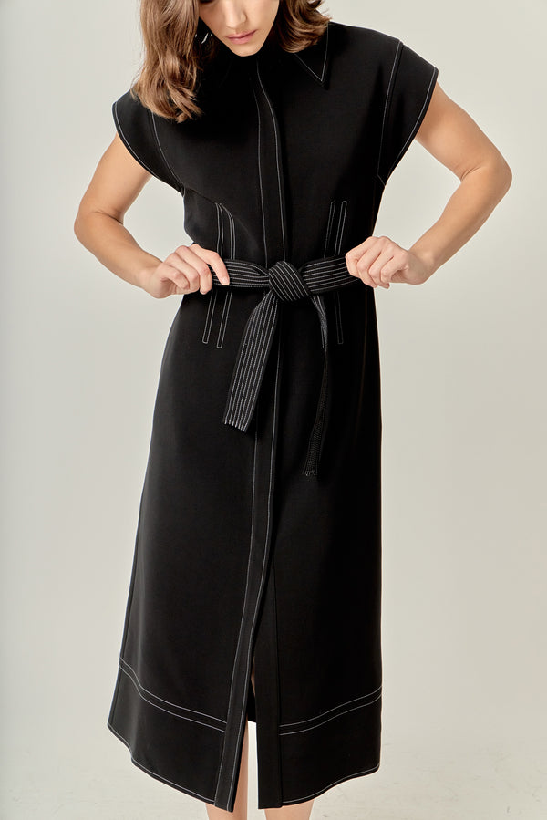 English Factory Modern Structure Midi Dress BLACK/WHITE