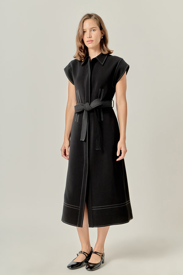 English Factory Modern Structure Midi Dress BLACK/WHITE