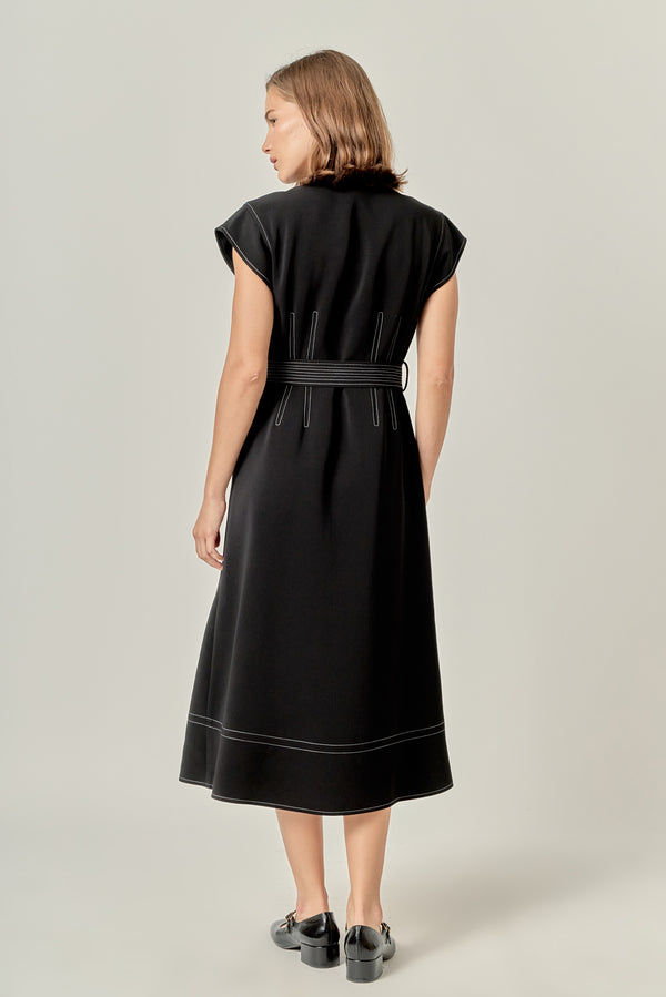 English Factory Modern Structure Midi Dress BLACK/WHITE