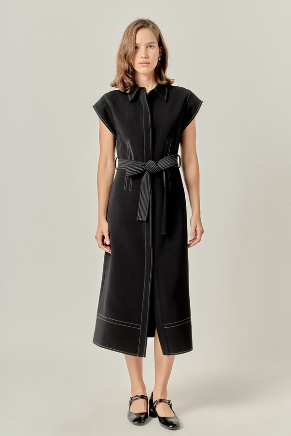 english factory Modern Structure Midi Dress BLACK/WHITE