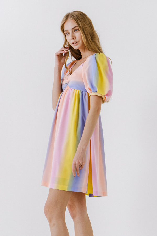 English Factory Multi Color Stripe Babydoll Dress MULTI