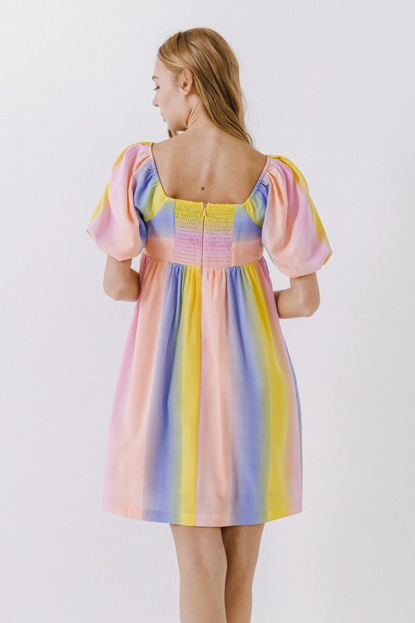 English Factory Multi Color Stripe Babydoll Dress MULTI