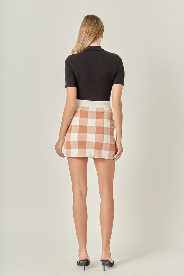 English Factory Multi Gingham Knit Mini Skirt MULTI