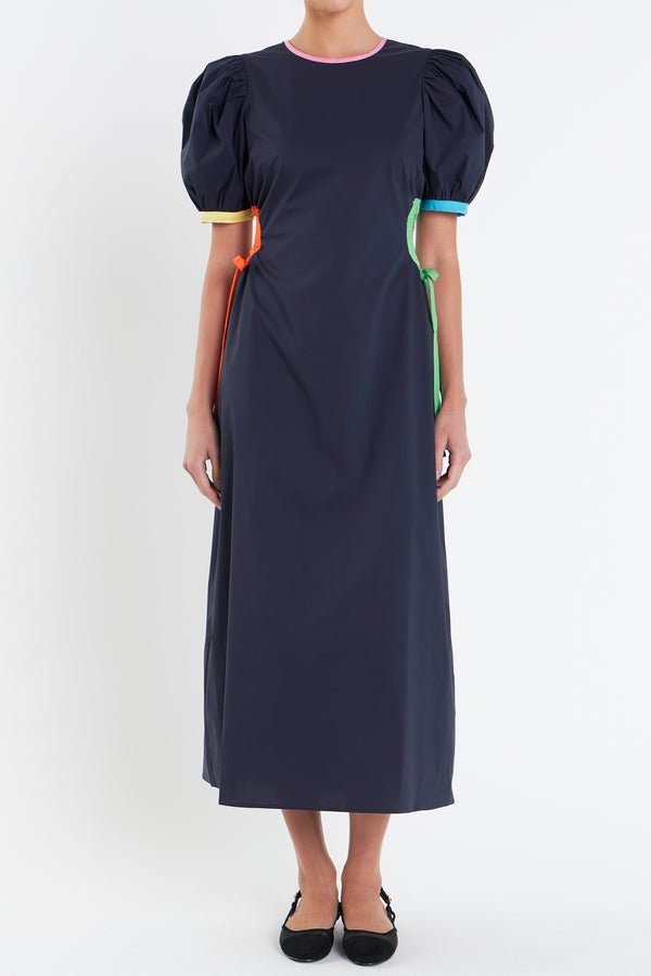 English Factory Navy Color Block Midi Dress NAVY MULTI