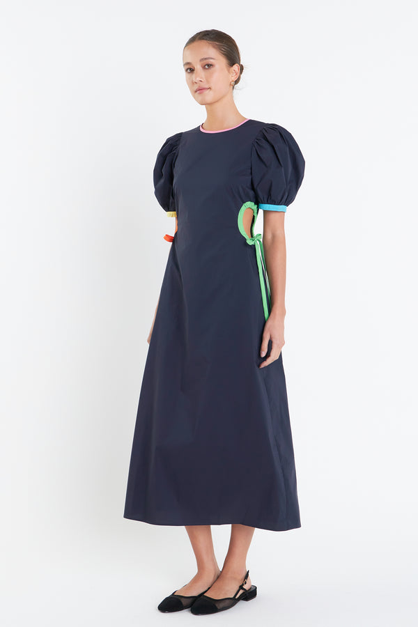 English Factory Navy Color Block Midi Dress NAVY MULTI
