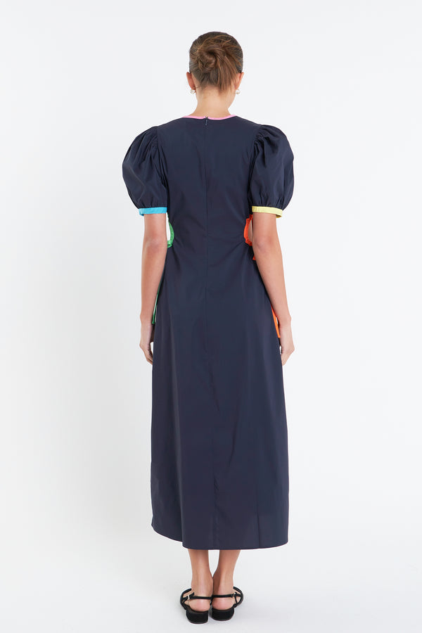 English Factory Navy Color Block Midi Dress NAVY MULTI