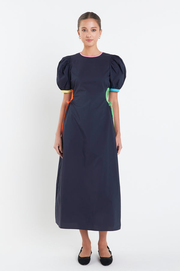 english factory Navy Color Block Midi Dress NAVY MULTI