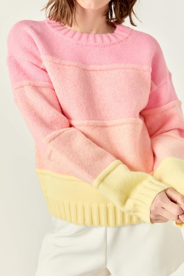 English Factory Ombre Crew Neck Sweater PINK/YELLOW