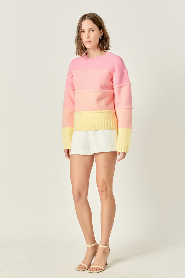 English Factory Ombre Crew Neck Sweater PINK/YELLOW
