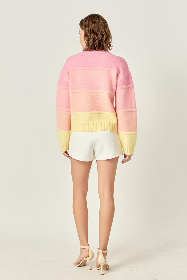 English Factory Ombre Crew Neck Sweater PINK/YELLOW
