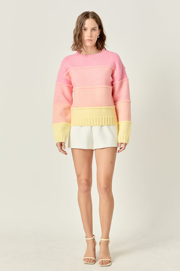 english factory Ombre Crew Neck Sweater PINK/YELLOW