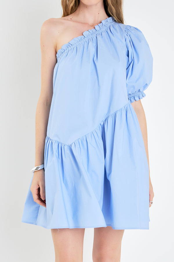 English Factory One Shoulder Mini Dress POWDER BLUE