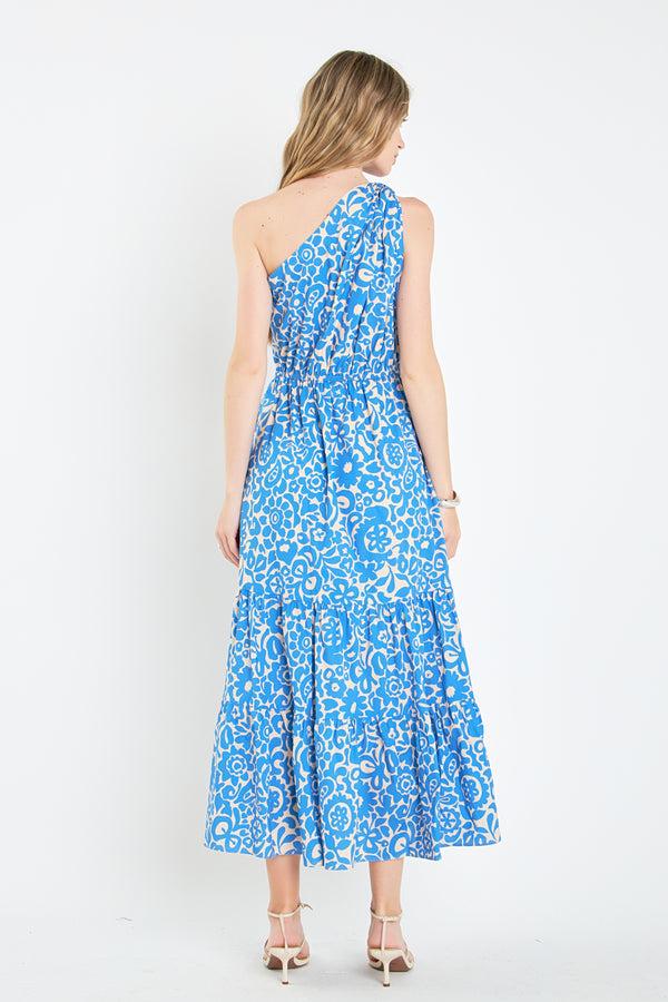 English Factory One Shoulder Print Maxi Dress BLUE MULTI