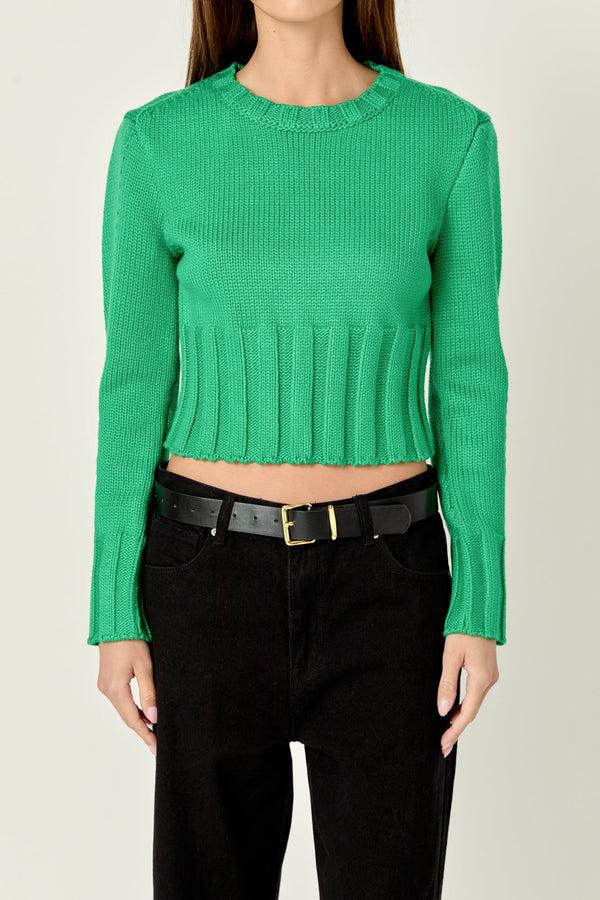 English Factory Open Back Cropped Sweater - Green GREEN