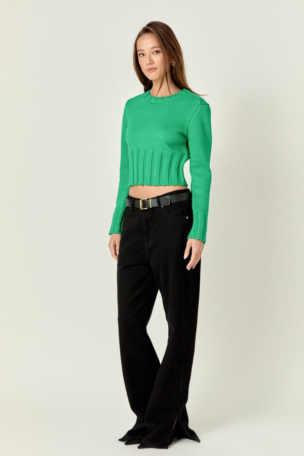 English Factory Open Back Cropped Sweater - Green GREEN